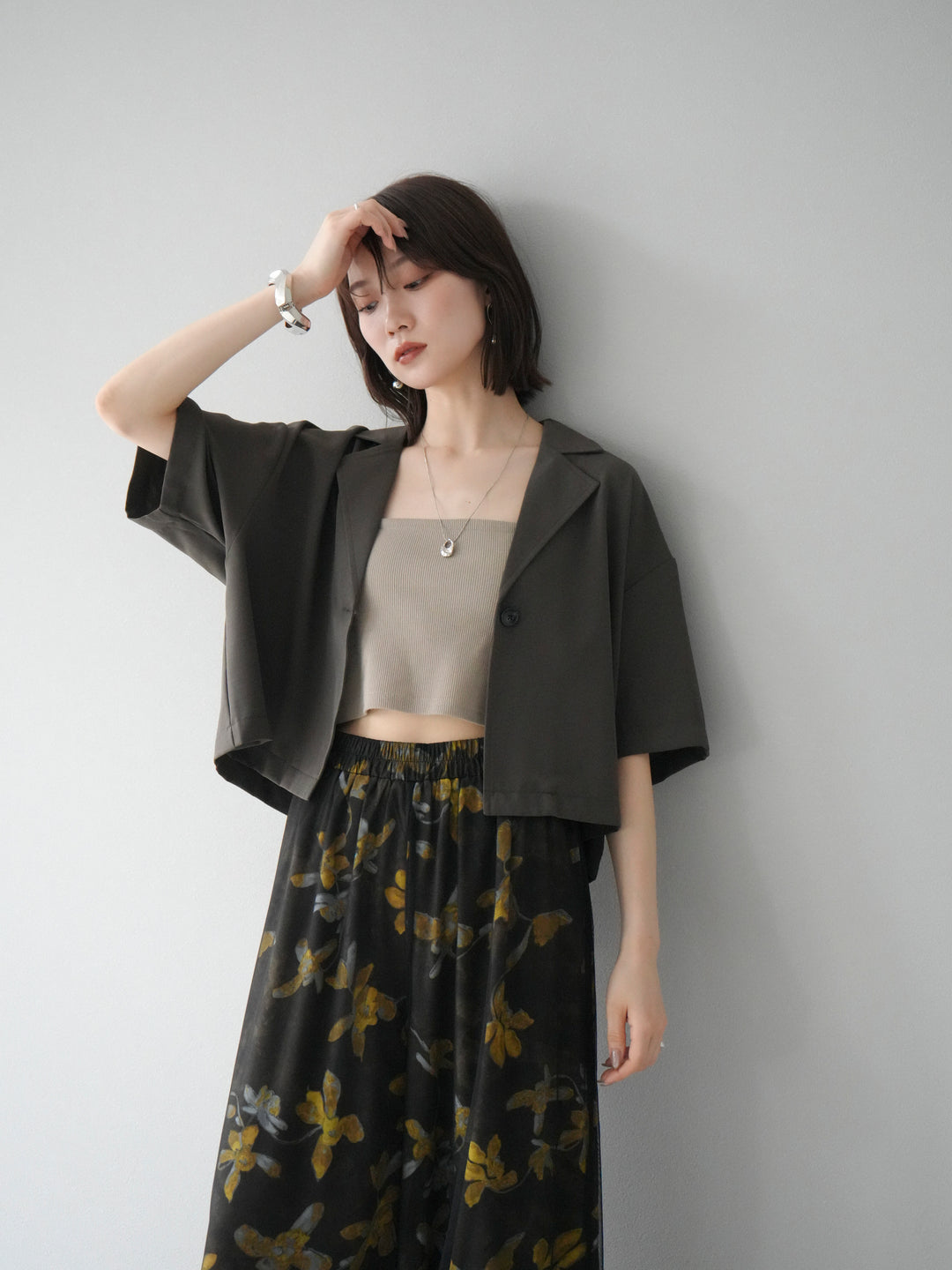 [予約]ハーフショートジャケット/チャコール