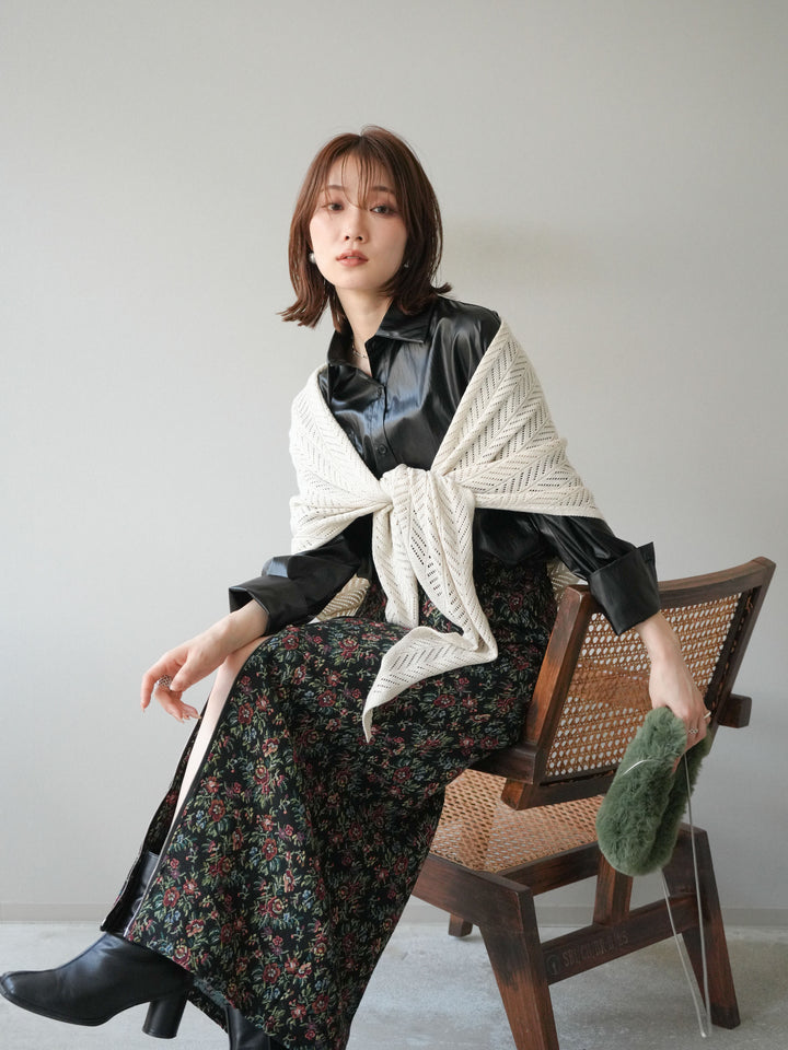 [予約]フェイクレザーシャツ/ブラック