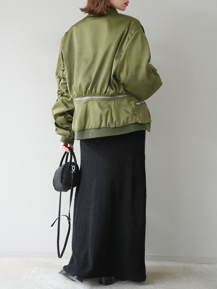 [予約]ブークレーニットIラインスカート/ブラック