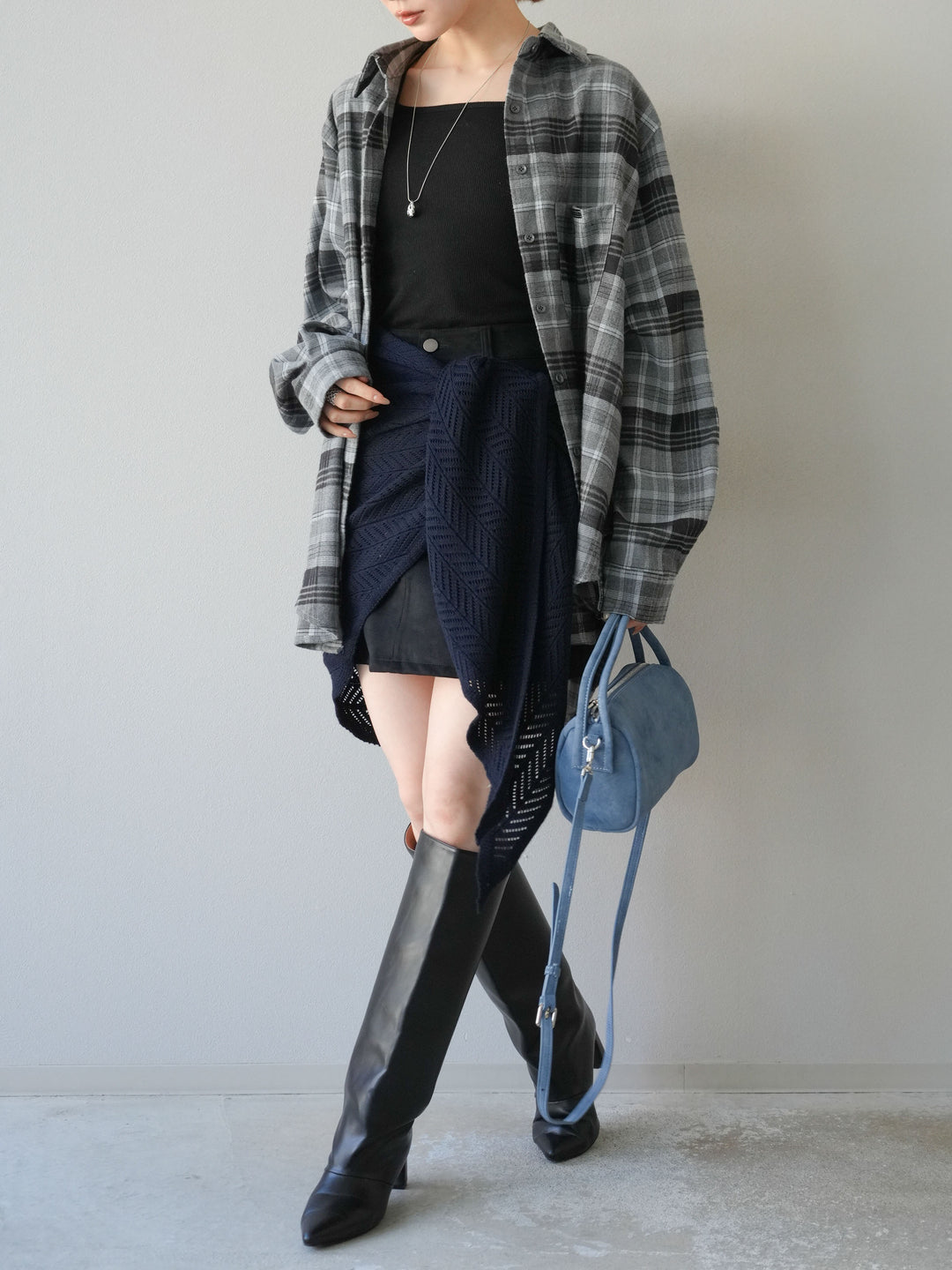 [予約]スエードペチパンツ付ミニスカート/ブラック