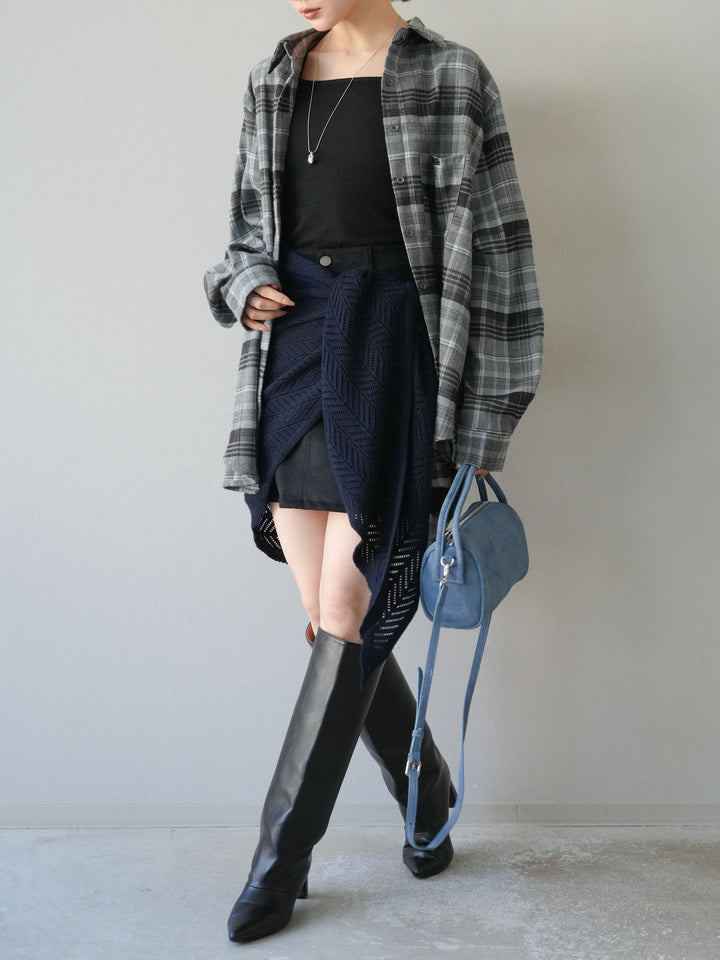 [予約]スエードペチパンツ付ミニスカート/ブラック