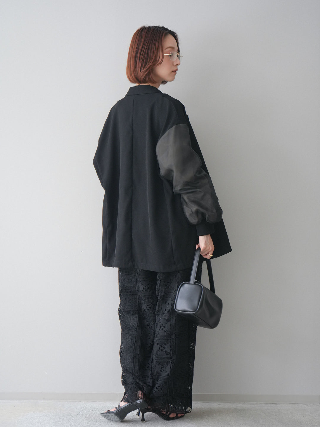 [SET]MA-1ドッキングデザインジャケット+カップ付テレコリブベアキャミソール+パネルレースイージーパンツ(3set)