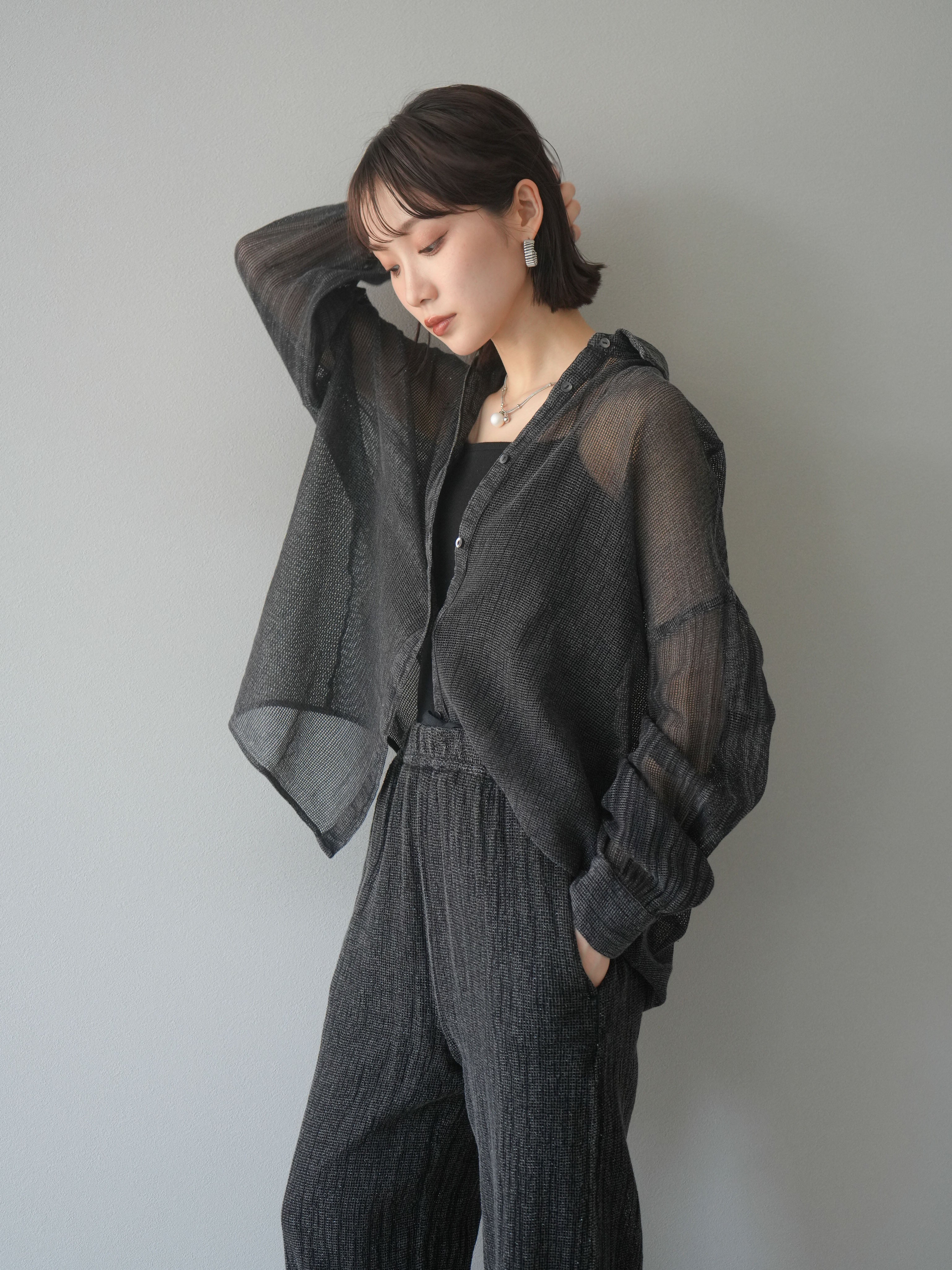 らむページ B2796 コットンリネンブロークンツイルデザインブラウス(M クロ