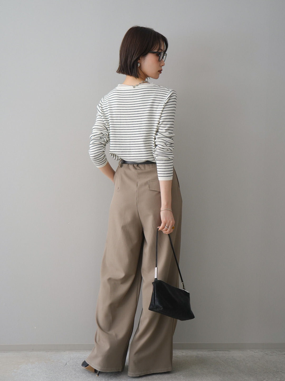 [予約]ベルト付キーホルダーモチーフワイドパンツ/mocha