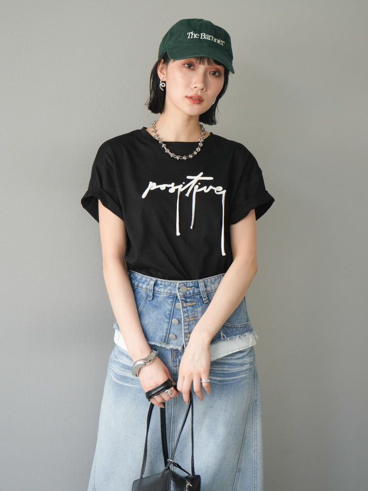 [予約]コード刺繍ロゴTシャツ/ブラック