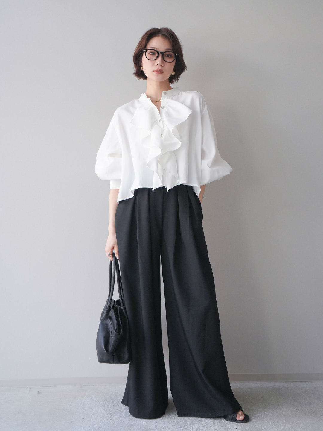 [SET]ラッフルフレアショートブラウス+ラッフルフレアショートブラウス(2set)