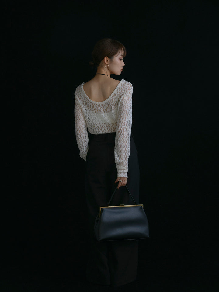 【Allure】[SET]バックラウンドレーストップス+ラップデザインタックワイドパンツ(2set)