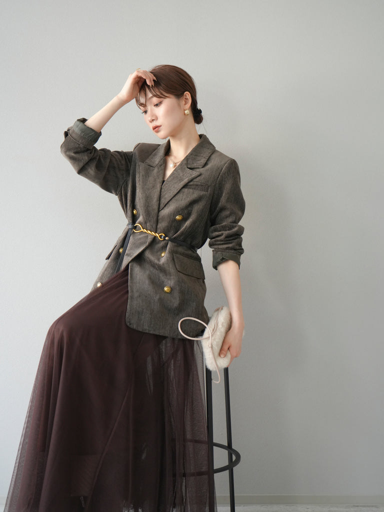 lumier リュミエ　ベロアダブルジャケット 予約]ベロアダブルジャケット/ブラウン – Lumier