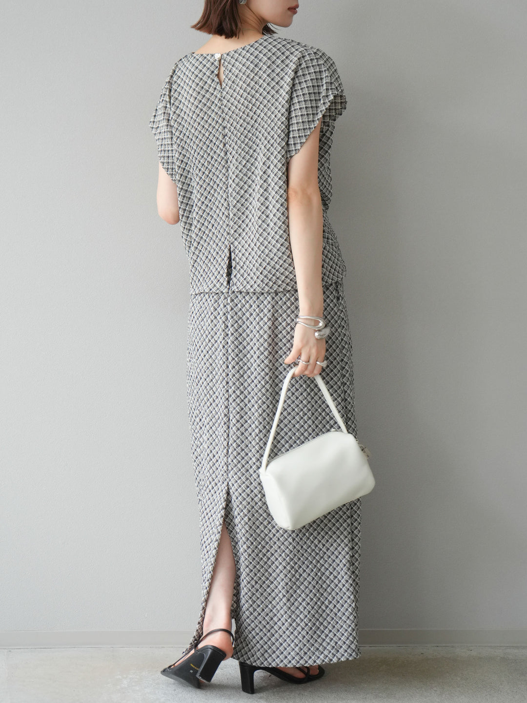 [予約]チェック柄タイトスカート/ブラック