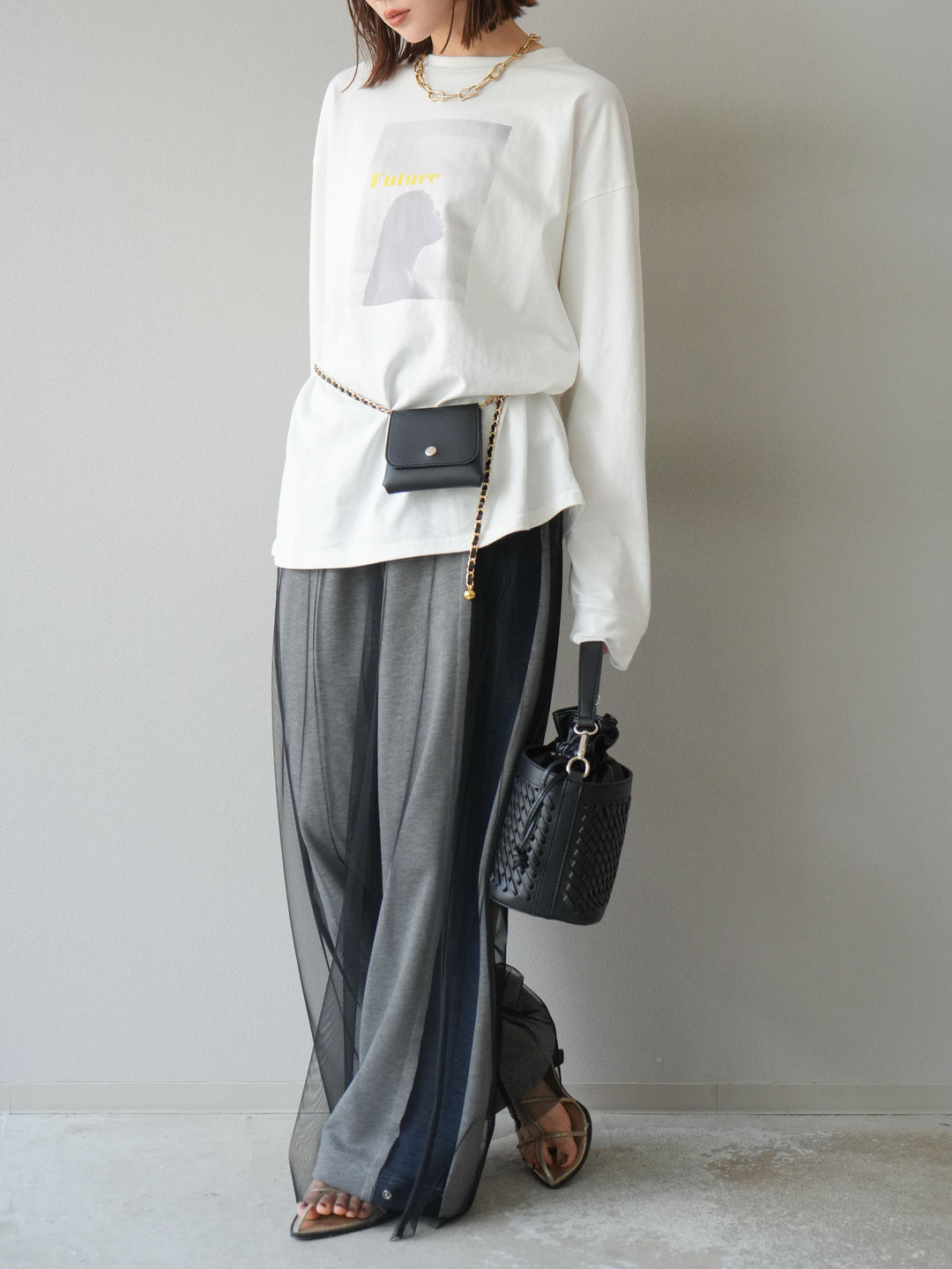 [予約]デニム切替2WAYデザインスウェットパンツ/グレー