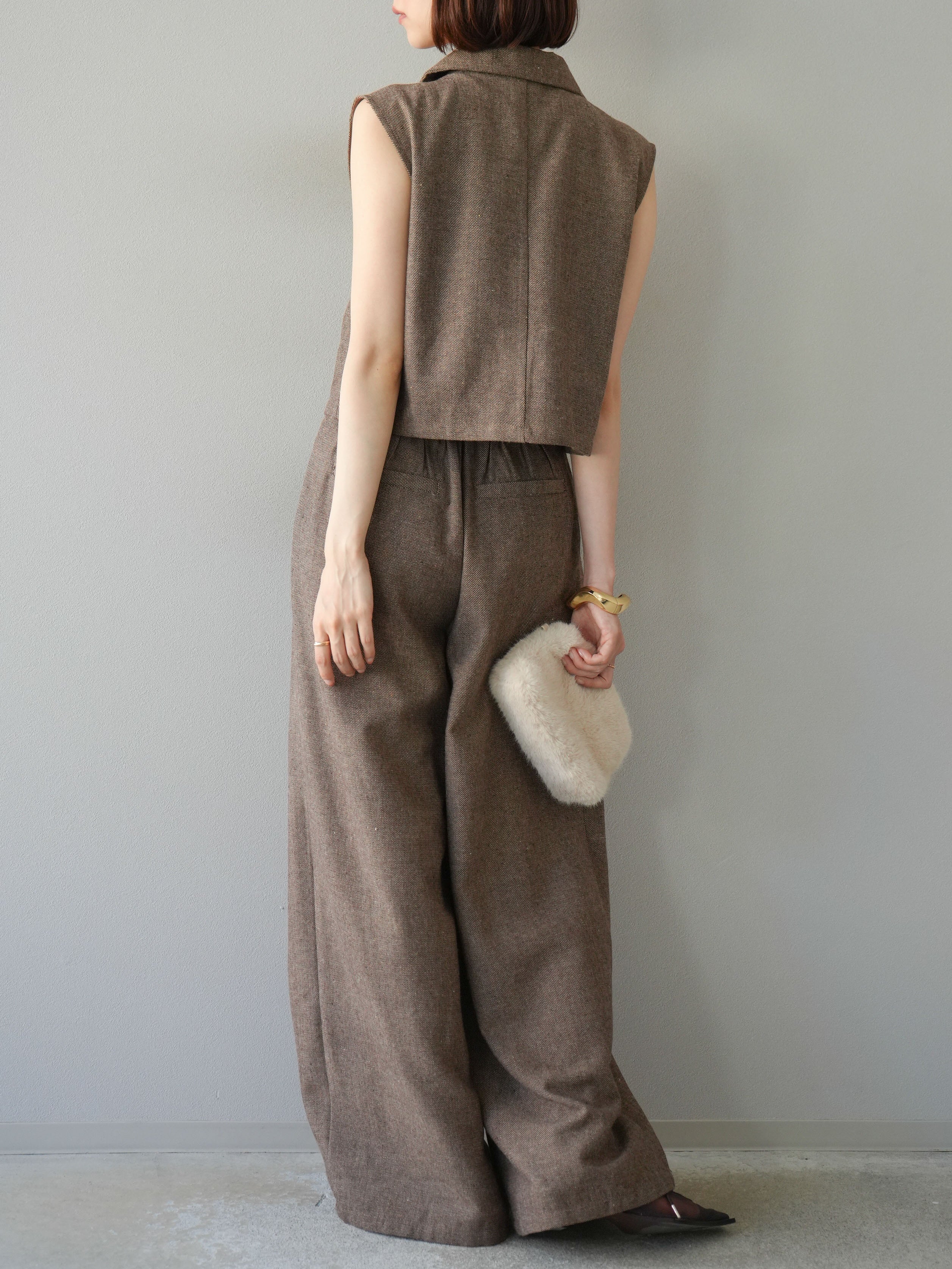 予約]ツイードタッチタックワイドパンツ/ブラウン – Lumier