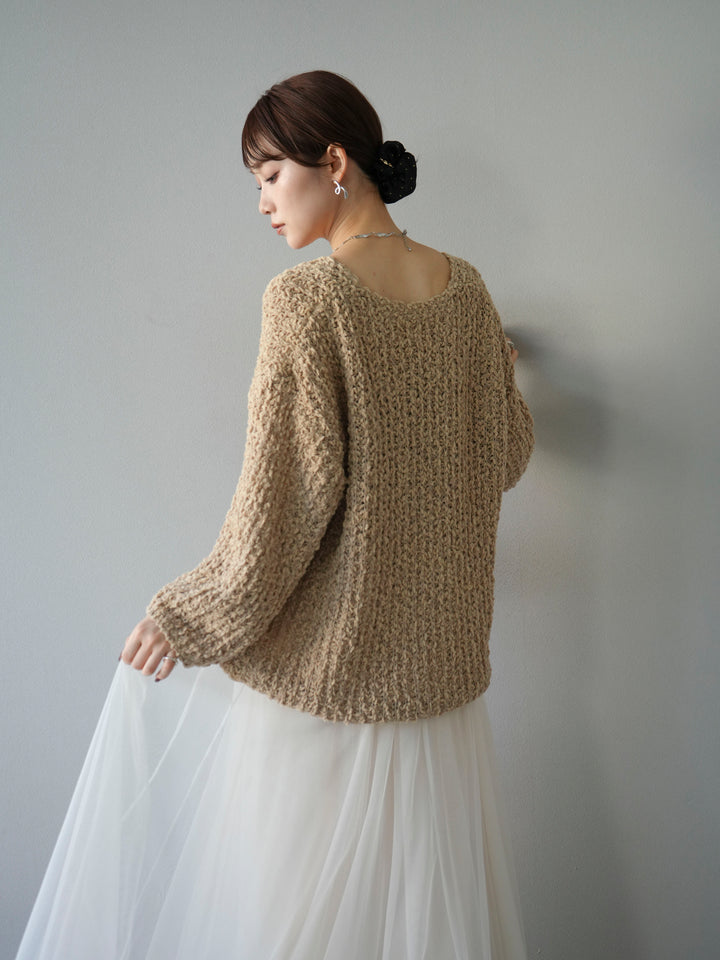 [予約]ポコポコVネックニットプルオーバー/ベージュ