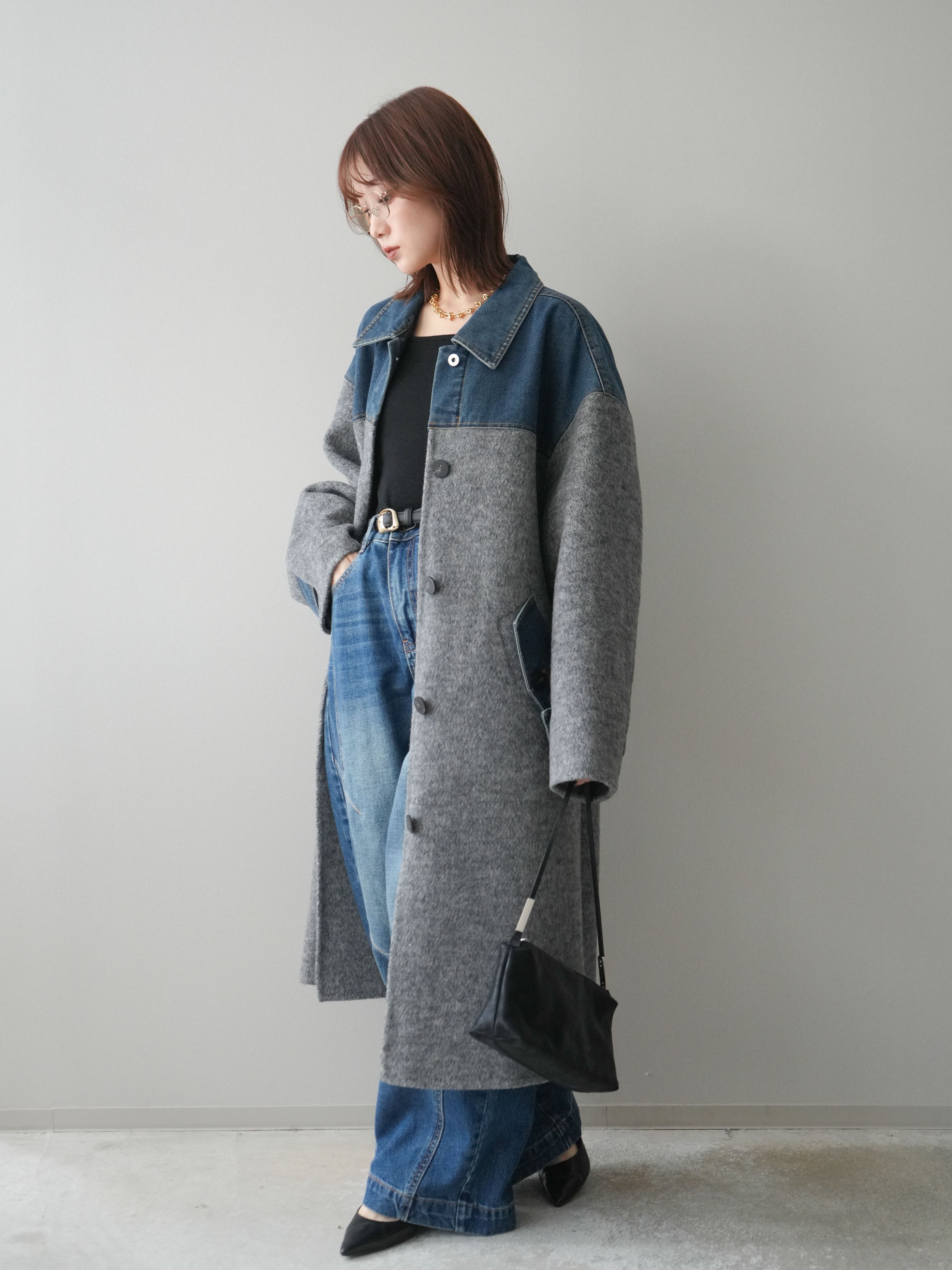 予約]デザインステッチカーブデニムパンツ/navy – Lumier