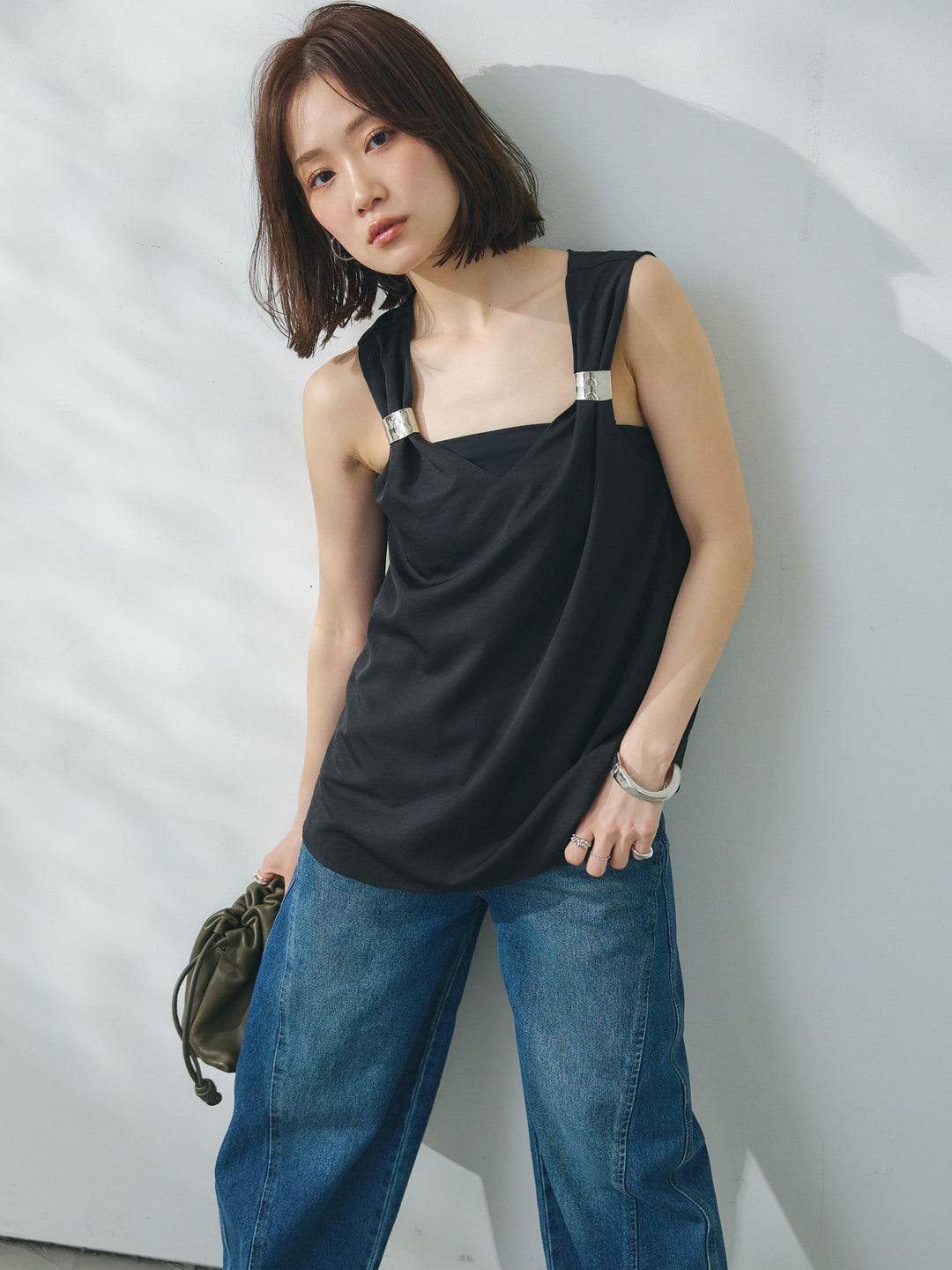 【Allure】[SET]メタルモチーフノースリーブブラウス+メタルモチーフノースリーブブラウス(2set)