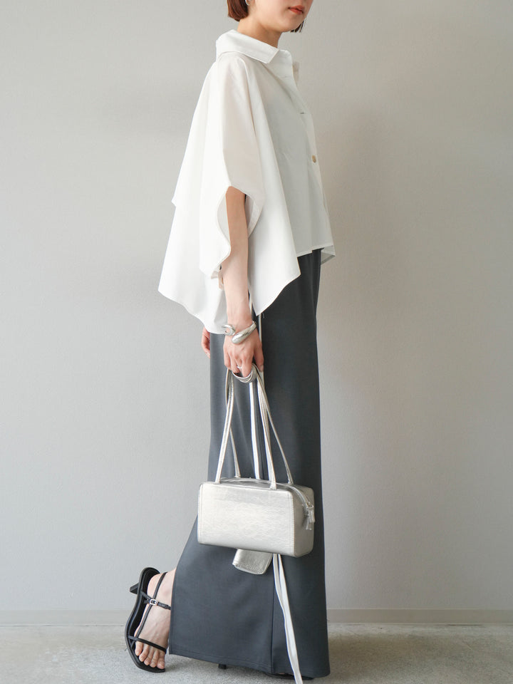 [予約]サイドラインジャージナロースカート/チャコール