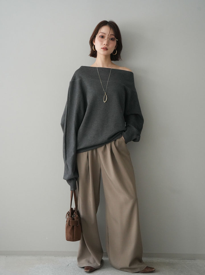 [予約]ベルト付キーホルダーモチーフワイドパンツ/mocha