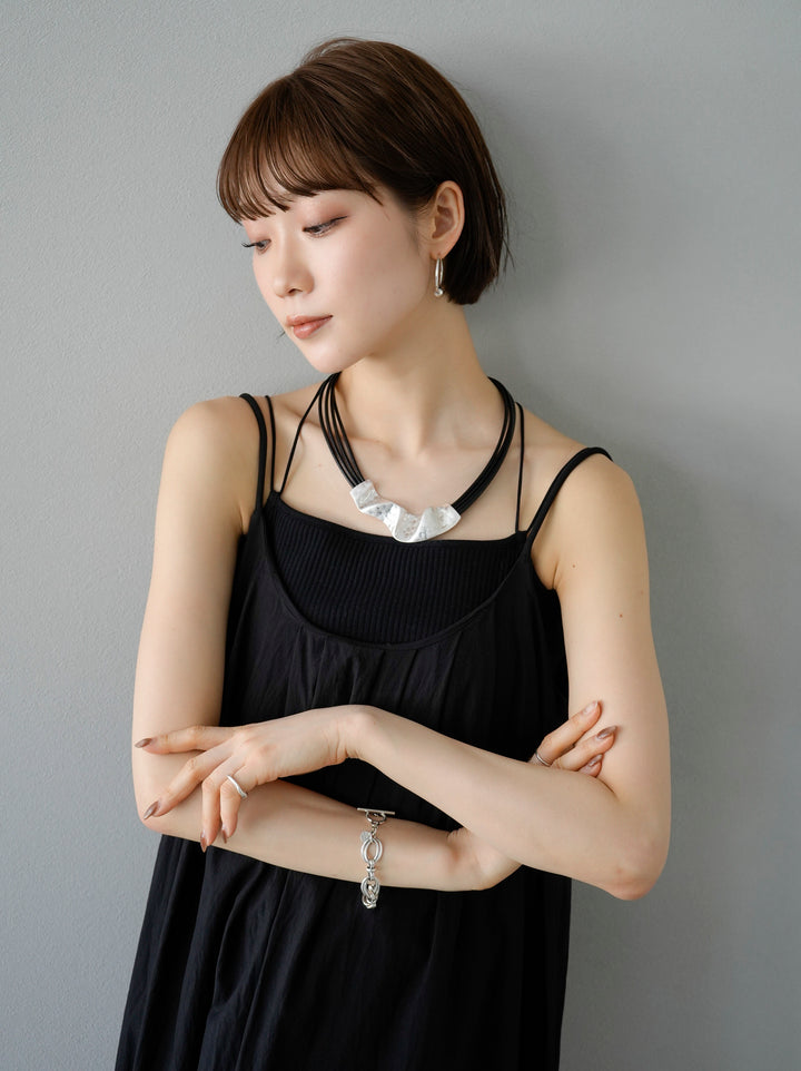 [Pre-order] NUANCE PLATE CORD NECKLACE/SILVER
