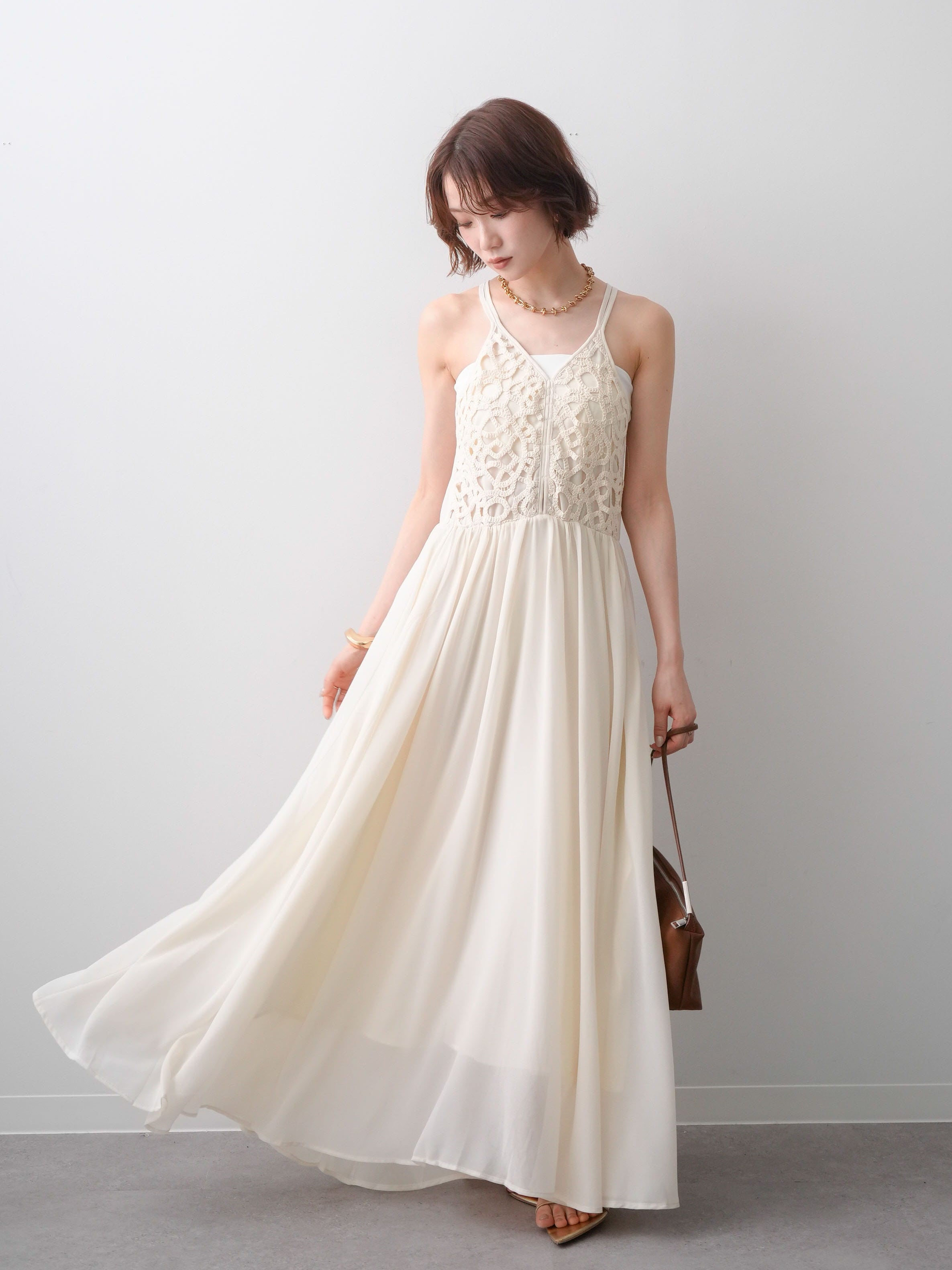 ロンハーマン　HIDDEN GEMS キャミワンピース シェル 予約]クロシェシフォンキャミワンピース/ivory – Lumier