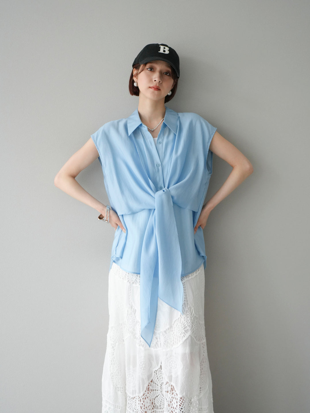 [SET]フロントタイシアーブラウス+選べるアクセセット(2set)