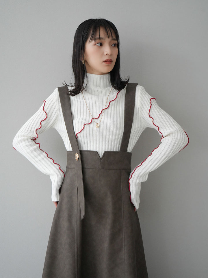 【預購】色彩協調柔和高領針織上衣/象牙色