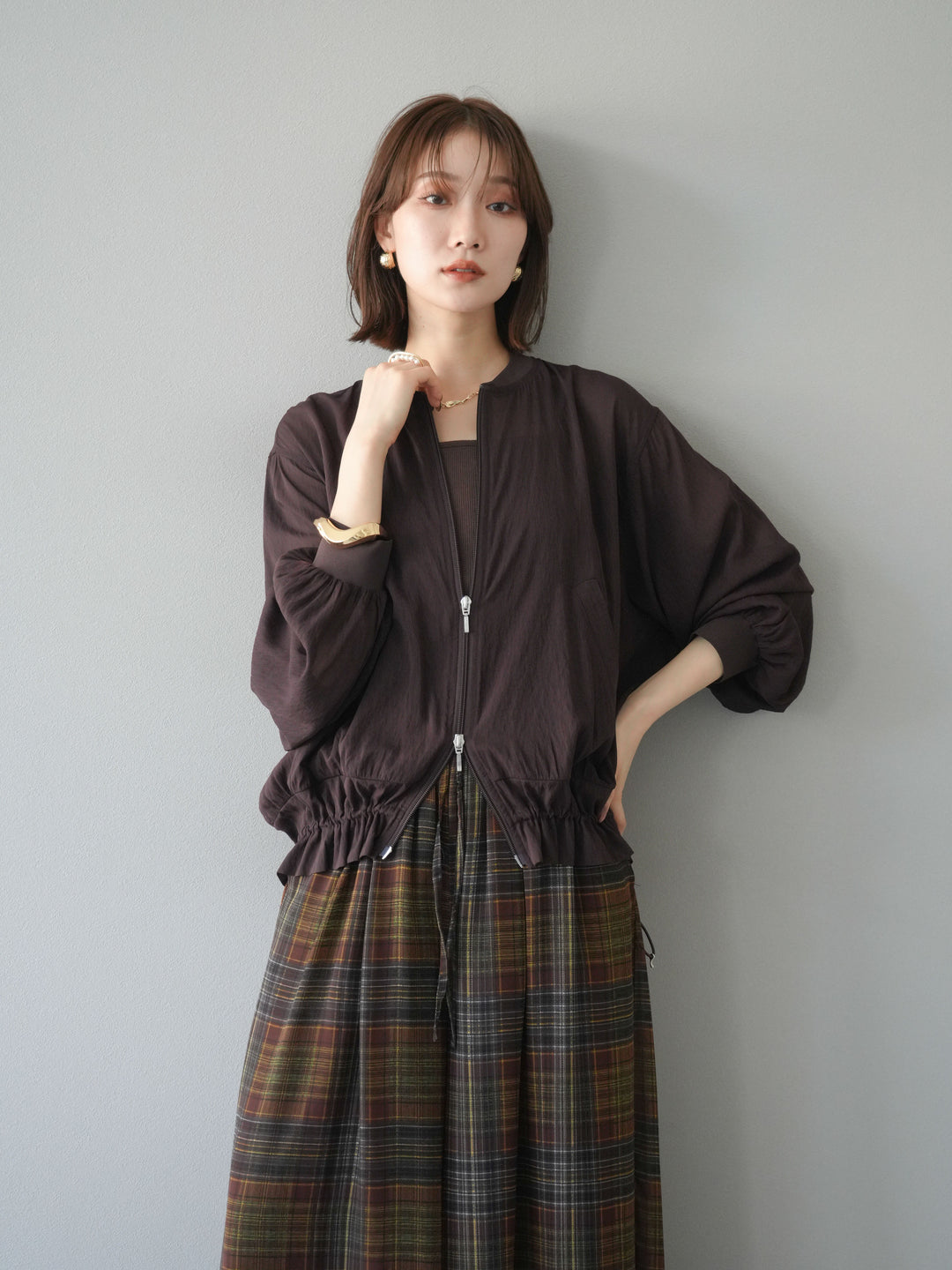 [預訂] Washer Sheer Blouson/棕色