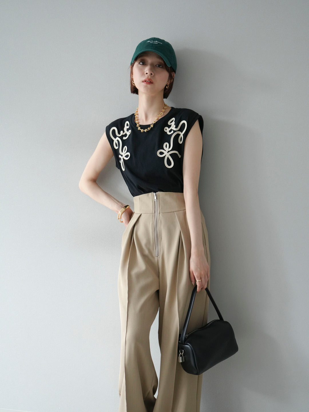 [SET]コード刺繍フレンチスリーブTシャツ+コード刺繍フレンチスリーブTシャツ(2set)