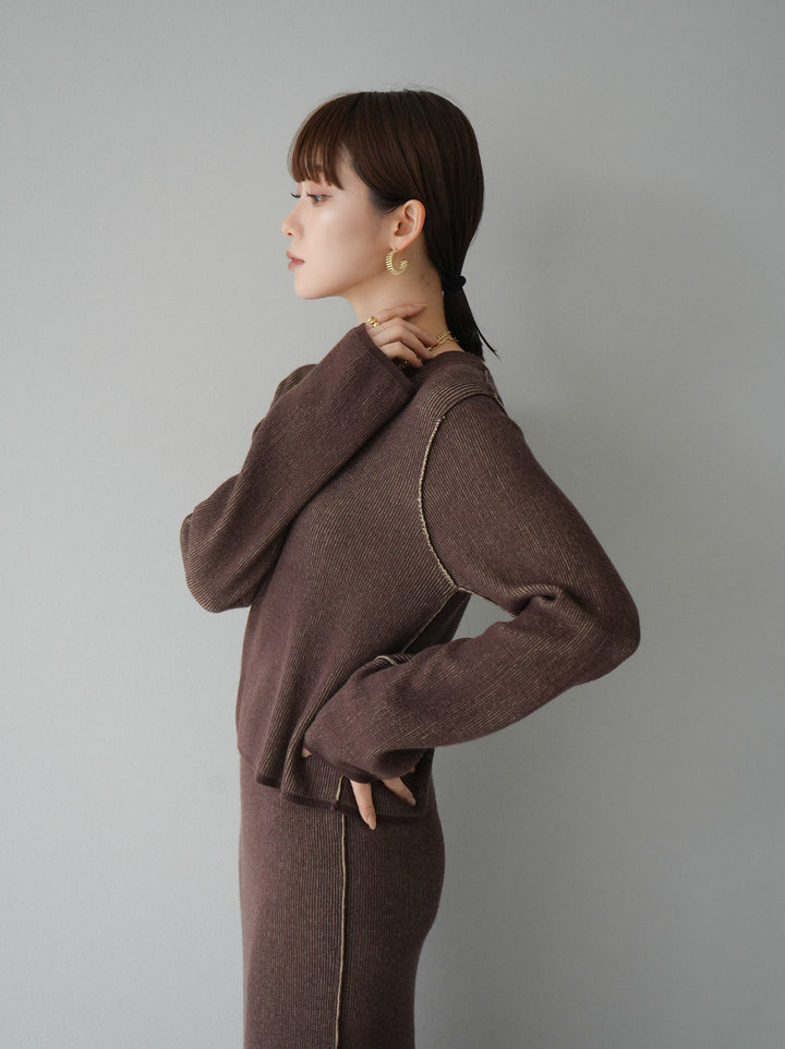 [套裝] 雙面配色羅紋針織套頭衫 + 可選飾品套裝（2 套）