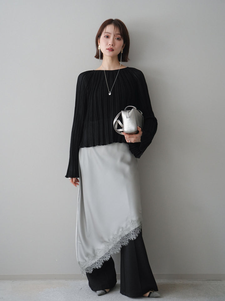 [予約]センターシームフレアパンツ/black