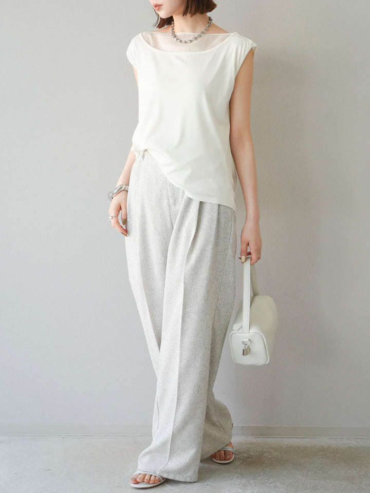 [予約]ミックスツイードタックパンツ/アイボリー