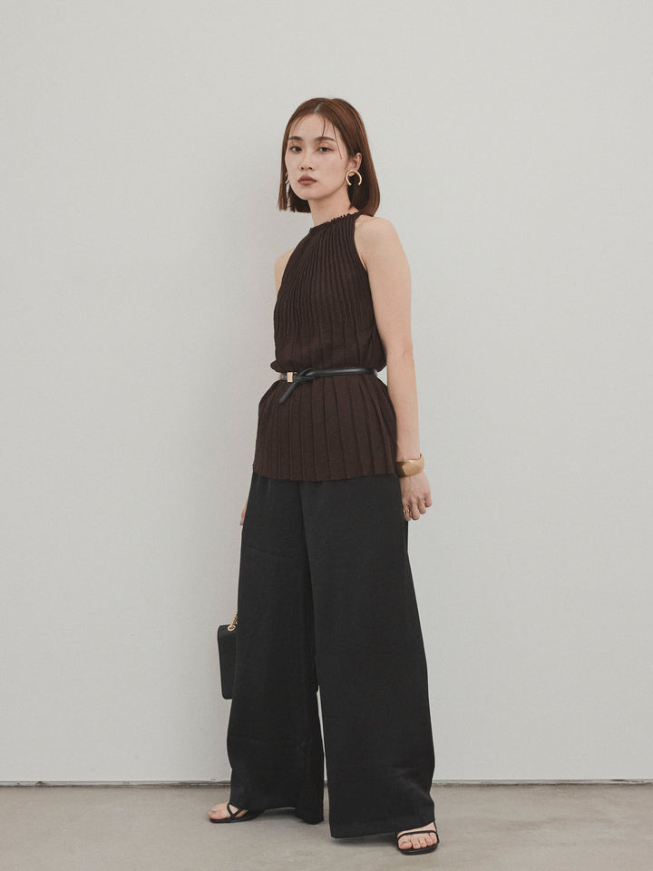 【預購】緞面休閒褲/黑色