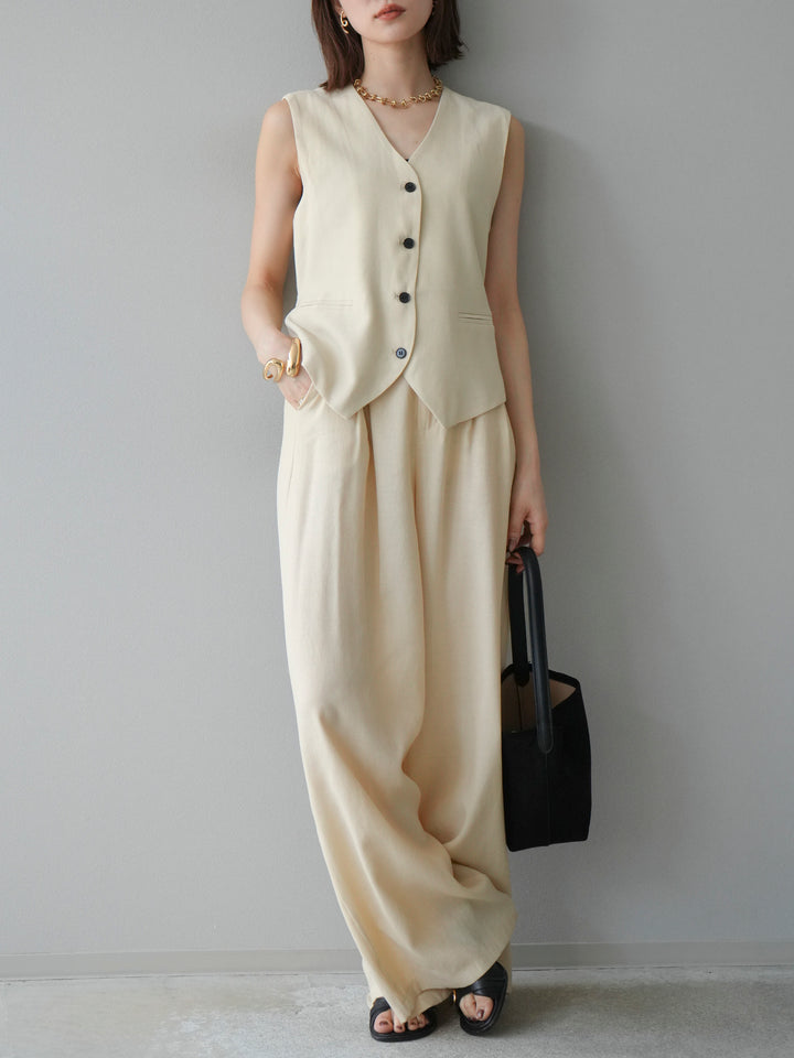 [SET]Vネックジレ＆ワイドパンツSET UP(2set)
