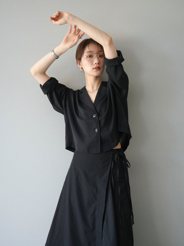 [予約]レーヨンライクショートジャケット/ブラック