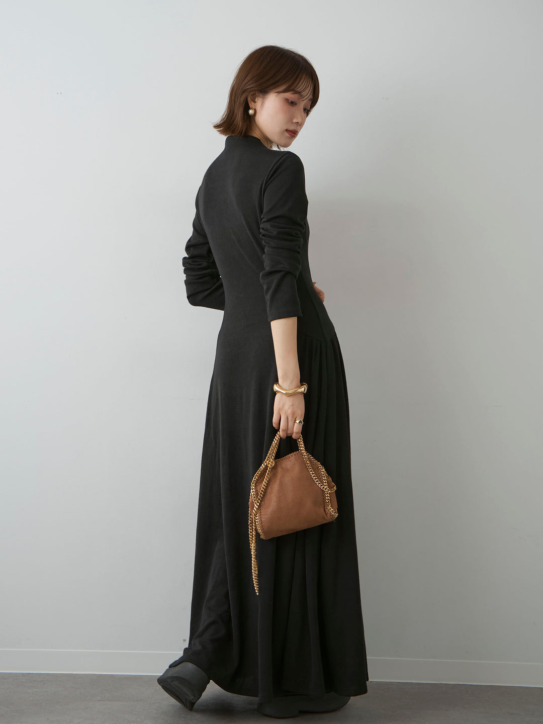 【套裝】高領垂褶針織連身裙 + 配件套裝（2 套可選）