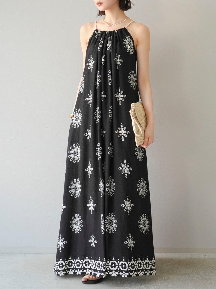 【預購】民族風吊帶洋裝/黑色