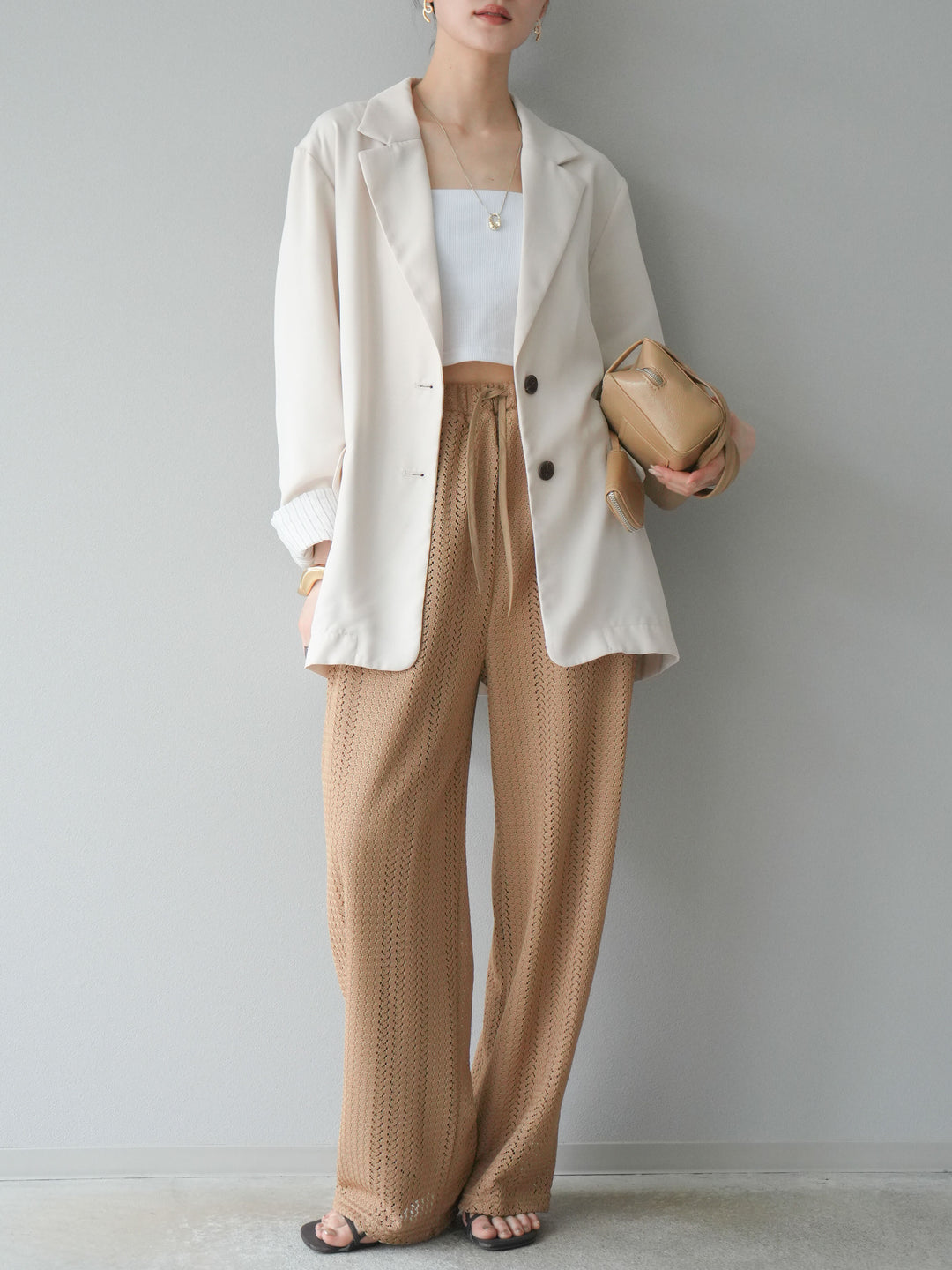 [予約]透かしレースパンツ/ベージュ