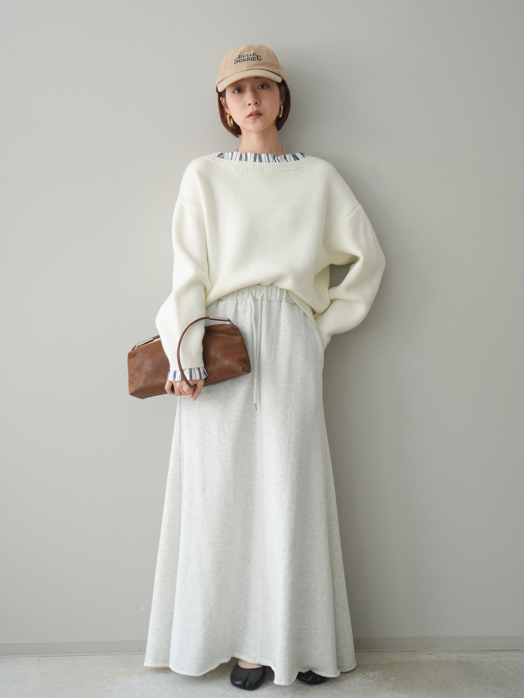 [予約]スウェットフレアロングスカート/oatmeal