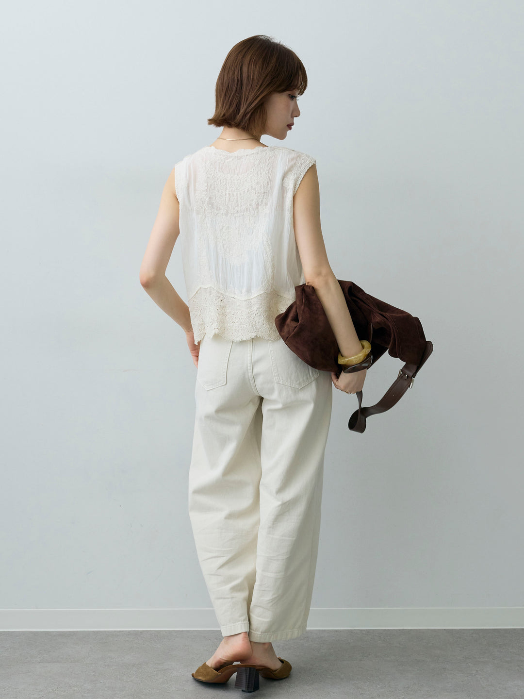 [予約]アンティークレースノースリトップス/beige
