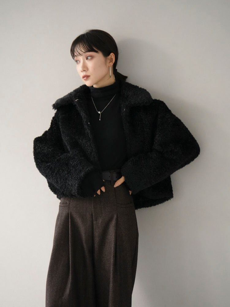 予約]フェイクファーショートジャケット/ブラック – Lumier