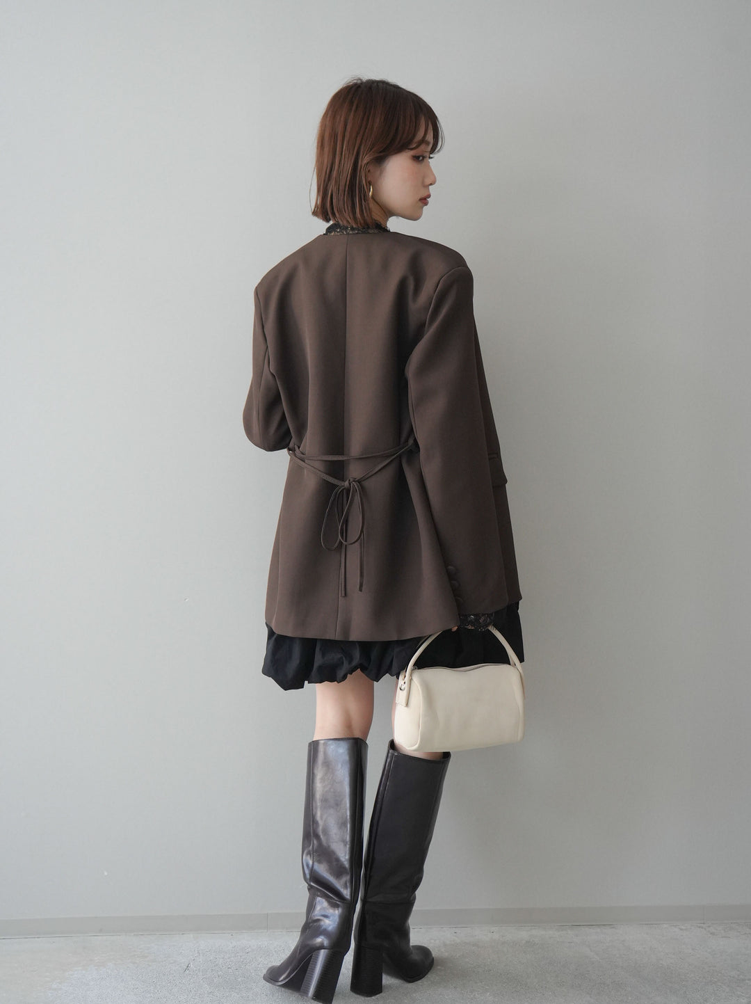 [予約]ノースリバルーンミニワンピース/black