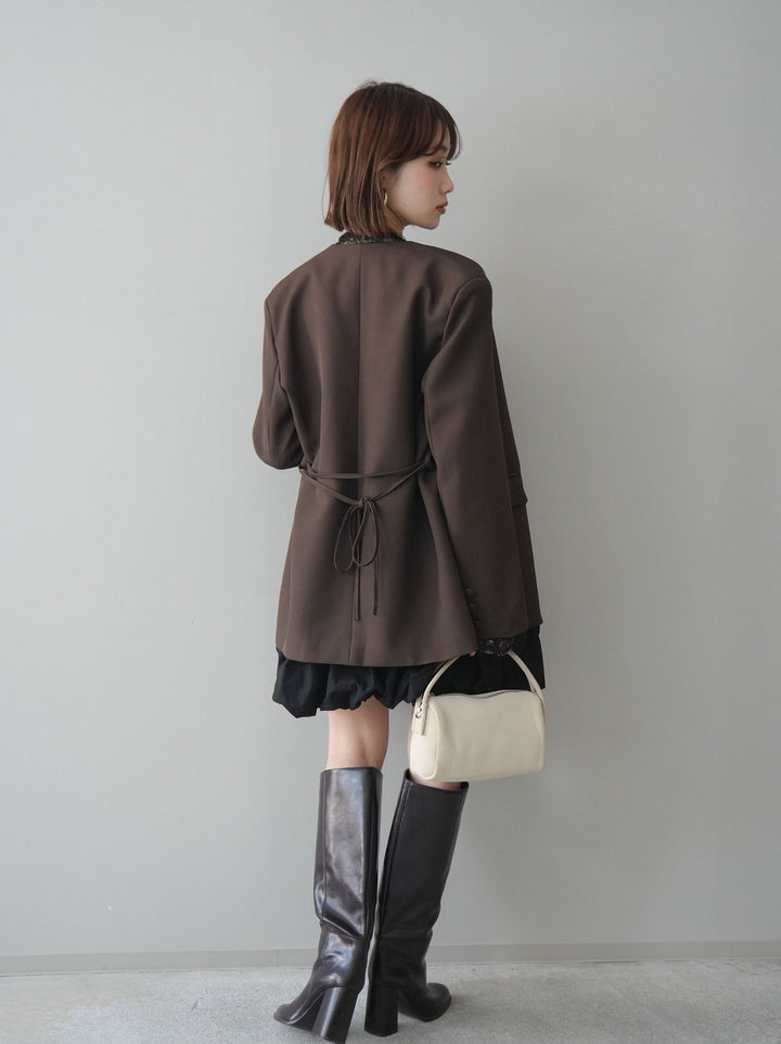 [予約]ノースリバルーンミニワンピース/black