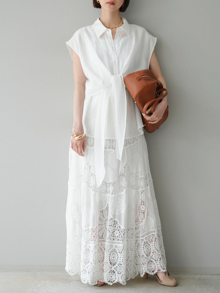 [予約]フロントタイシアーブラウス/アイボリー