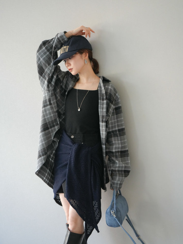 [予約]起毛チェックオーバーシャツ/グレー