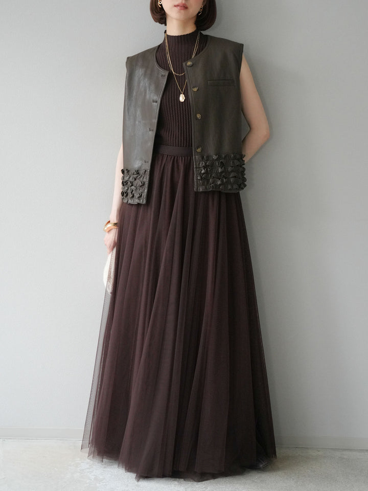 [予約]チュールボリュームスカート/ブラウン