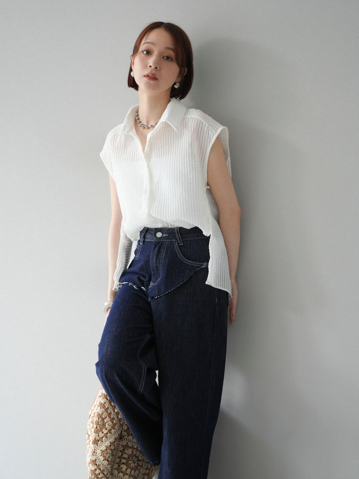 [SET]シアーチェックノースリーブシャツ+選べるアクセセット(2set)