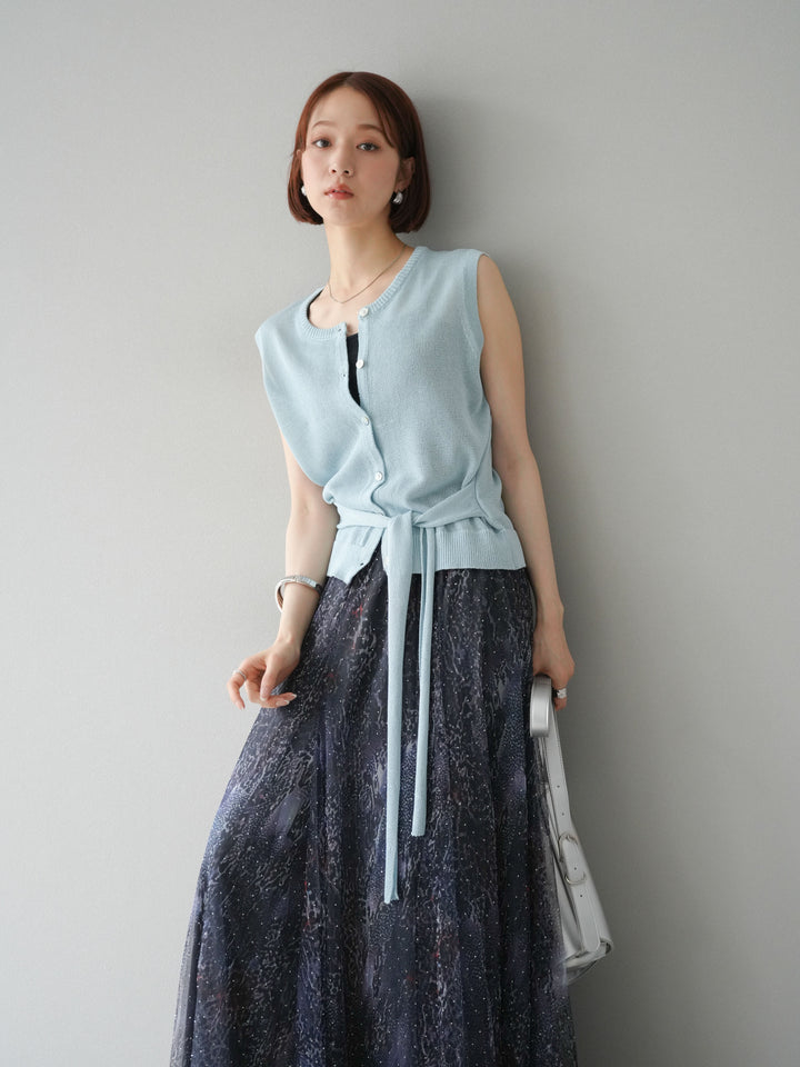 [予約]ウエストベルトニットベスト/ブルー