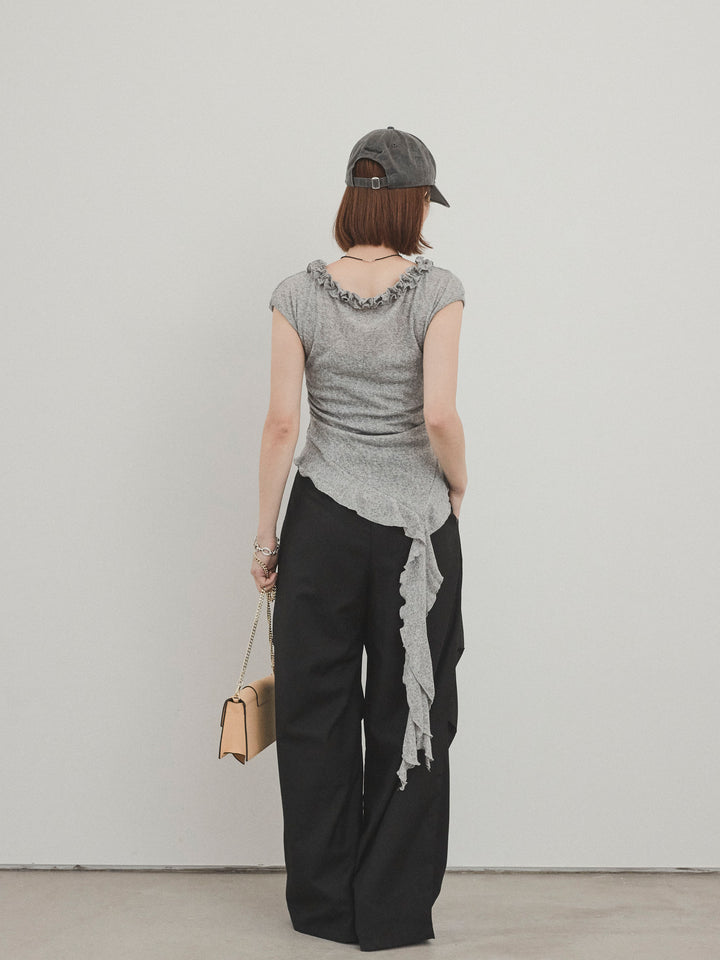 [予約]ラッフルシアーニットタンクトップ/グレー