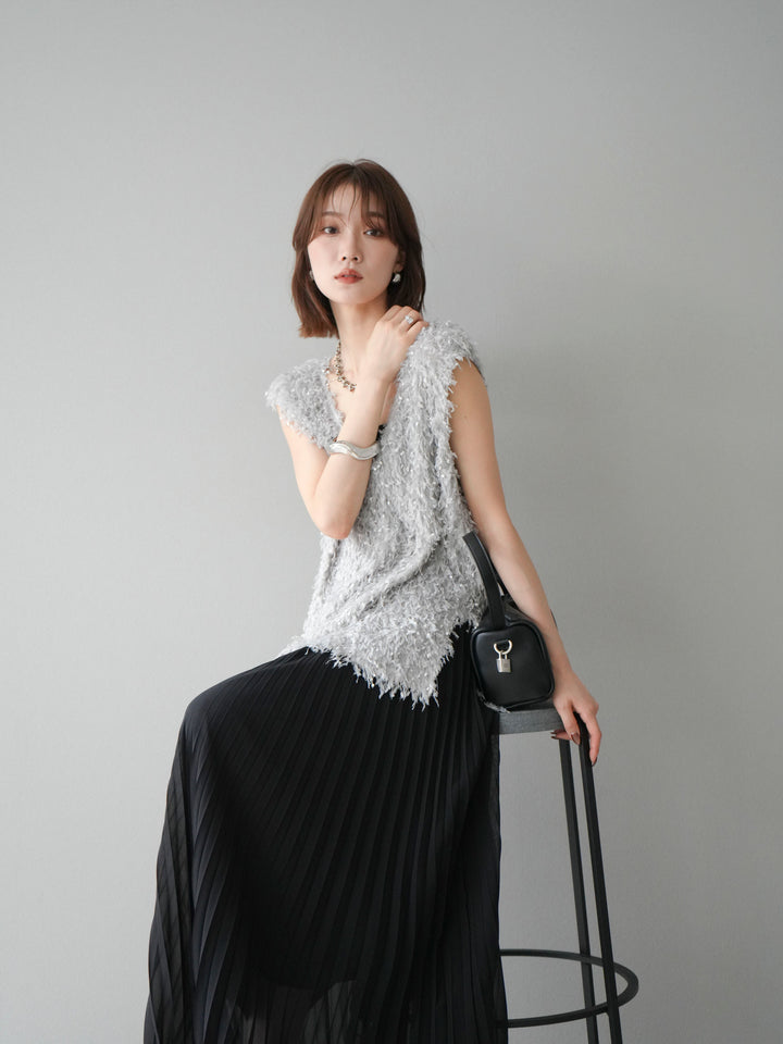 [予約]フェザーVネックベスト/グレー