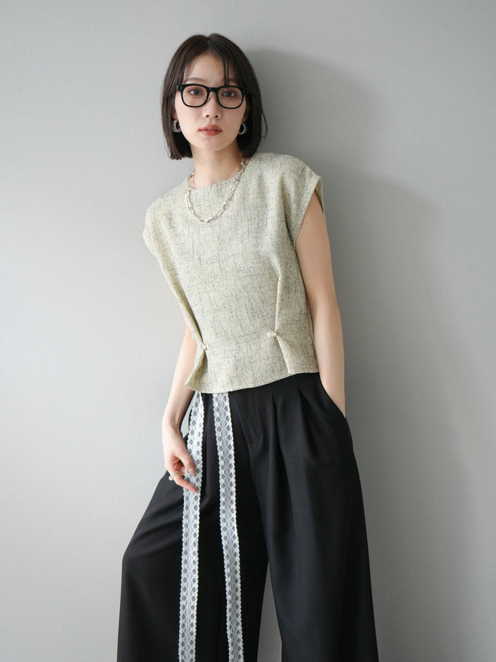 [予約]サマーツイードぺプラムブラウス/ベージュ