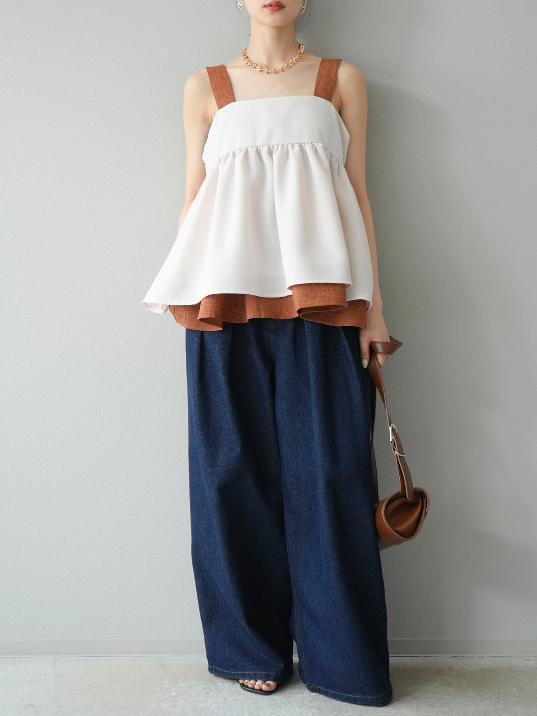 [予約]ダブルタックワイドデニムパンツ/インディゴ