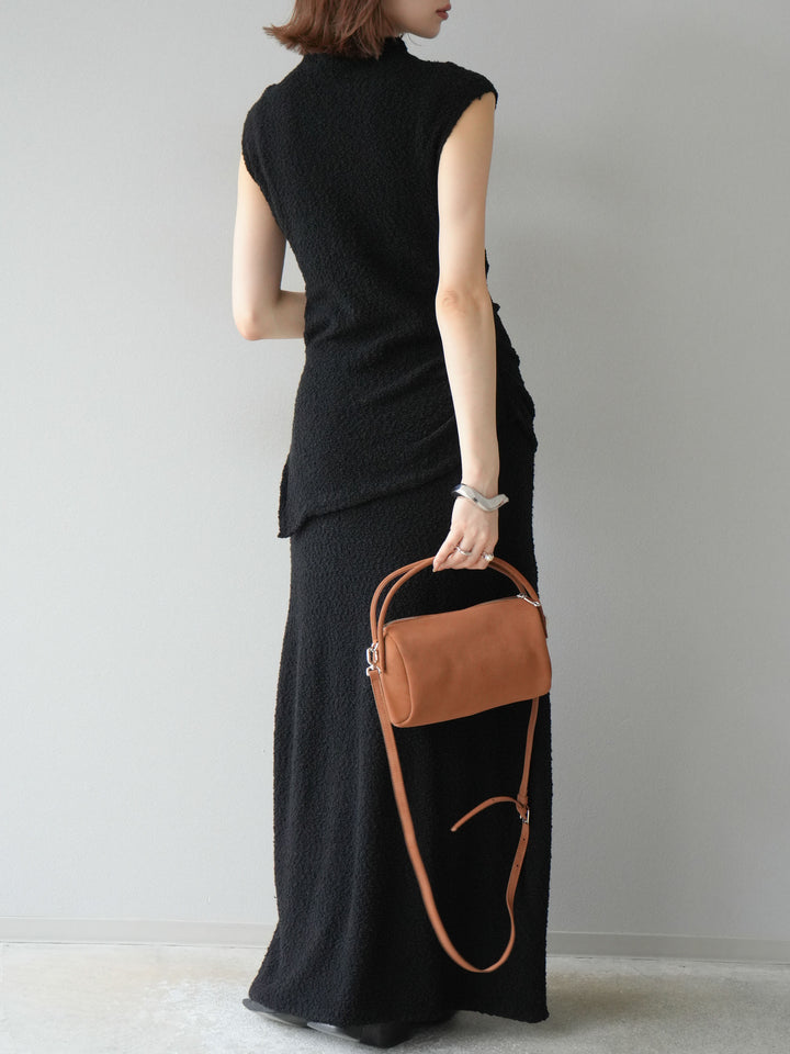 [予約]ブークレーニットIラインスカート/ブラック